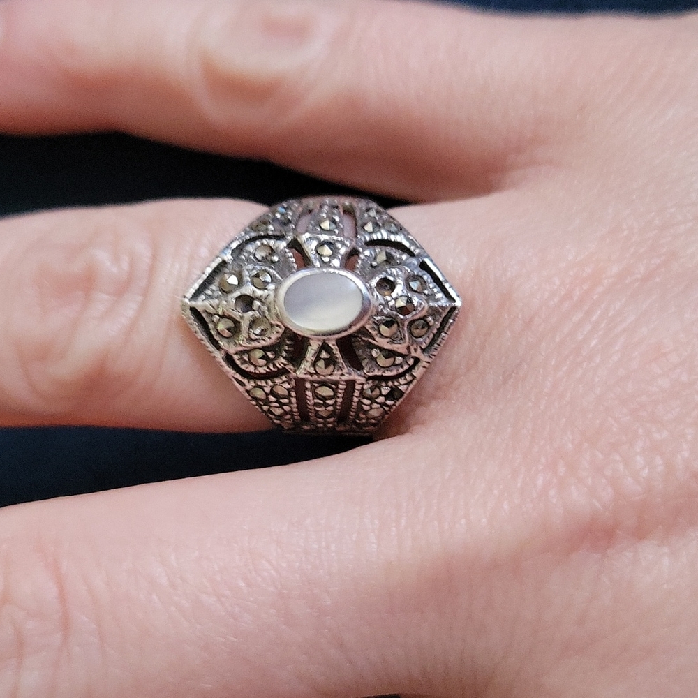 Silver Ring with Marcasite